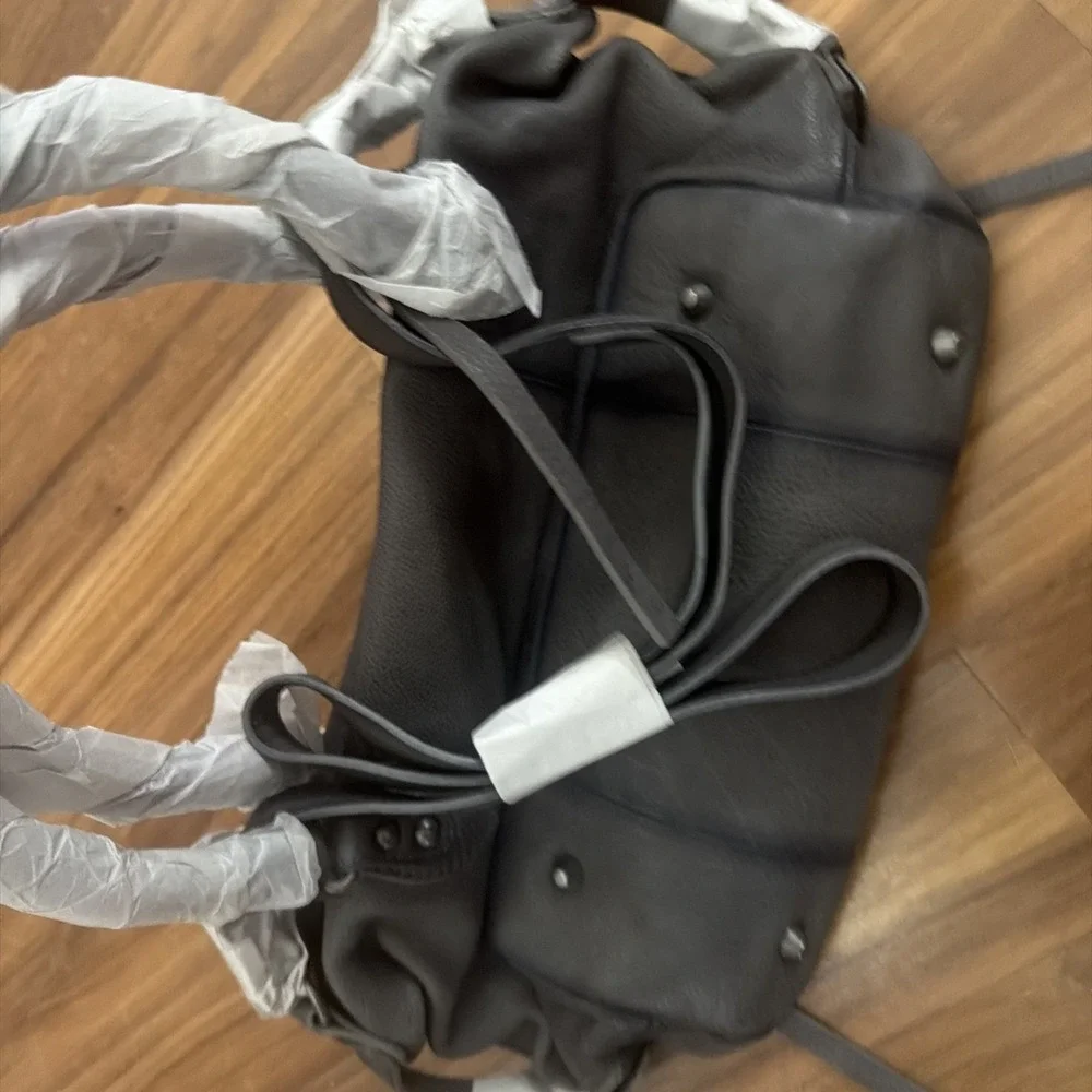 NWT We The Free Baby Emerson Tote Bag Gravel Rock Gray 100% Leather